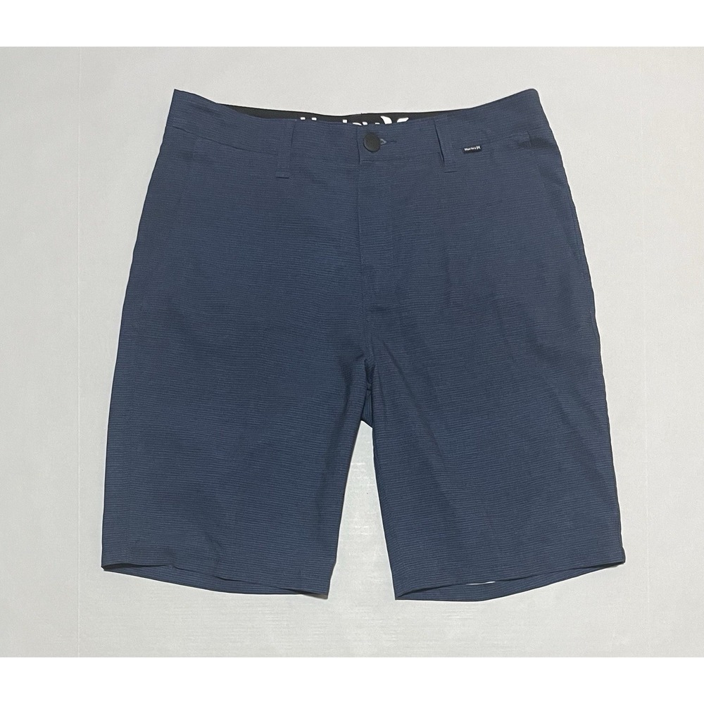 Hurley Golf Shorts Mens Size 30 X 9.5 Navy Stripes Flat Front Surf Activewear